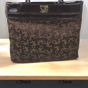Studio Black and Brown Patterned Briefcase
